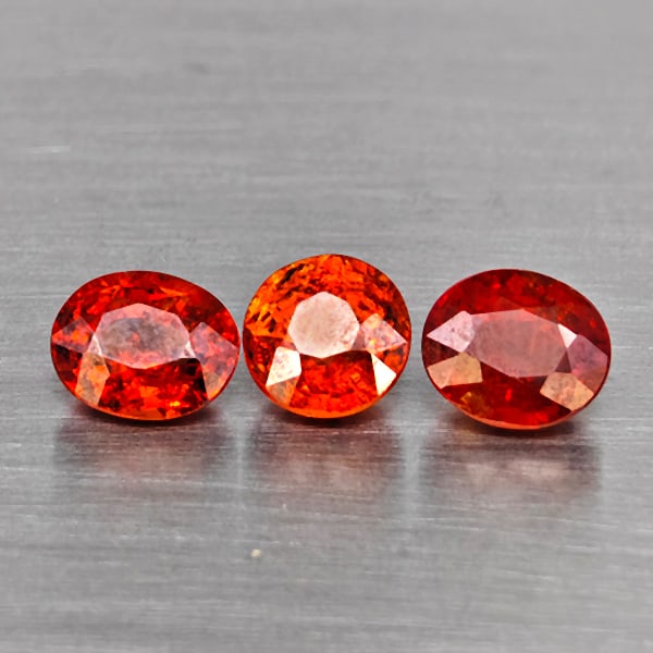 Natural Orangish Red Spessartine Garnet Gemstones 3.34 Ct. 3 Pcs. Mixed Shape