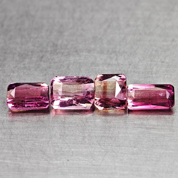 Natural Pink Tourmaline Gemstones 2.44 Ct. 4 Pcs. Octagon Shape and Mixed Size (1 of 3)