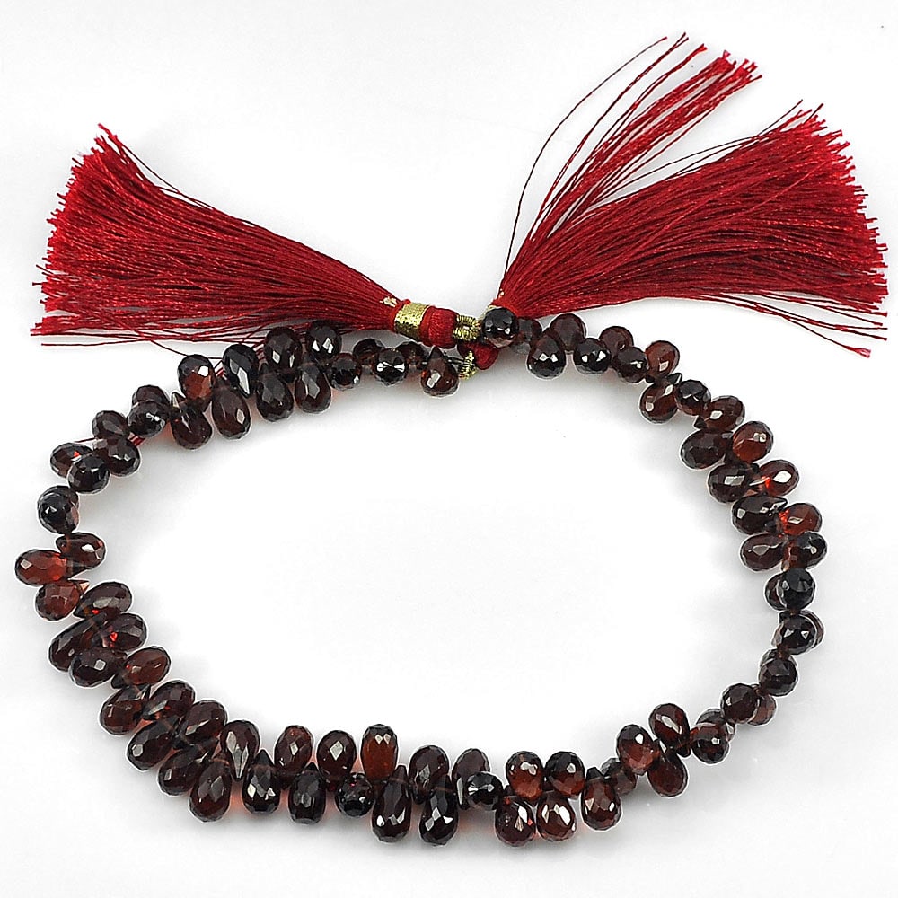 Natural Gems Red Garnet Beads 120.75 Ct. Briolette Shape Length 9 Inch