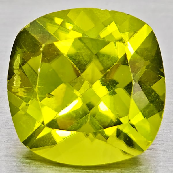 Natural Green Peridot Gemstones 1.58 Ct. Cushion Shape 7.1 Mm.