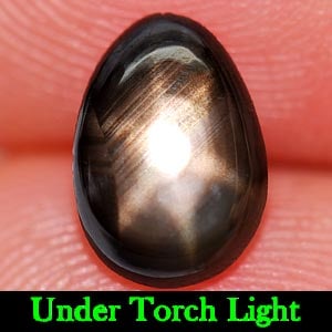 Natural Black Star Sapphire Gemstones 2.04 Ct. Pear Cabochon Shape 8.7 x 6.1 Mm.