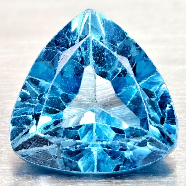 Natural Swiss Blue Topaz Gemstones 4.76 Ct. Trilliant Shape 10.1 Mm.