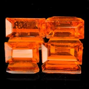 Natural Orange Spessartine Garnet Gemstones 2.43 Ct. 4 Pcs. Baguette Shape 5.8 x 3.2 Mm.