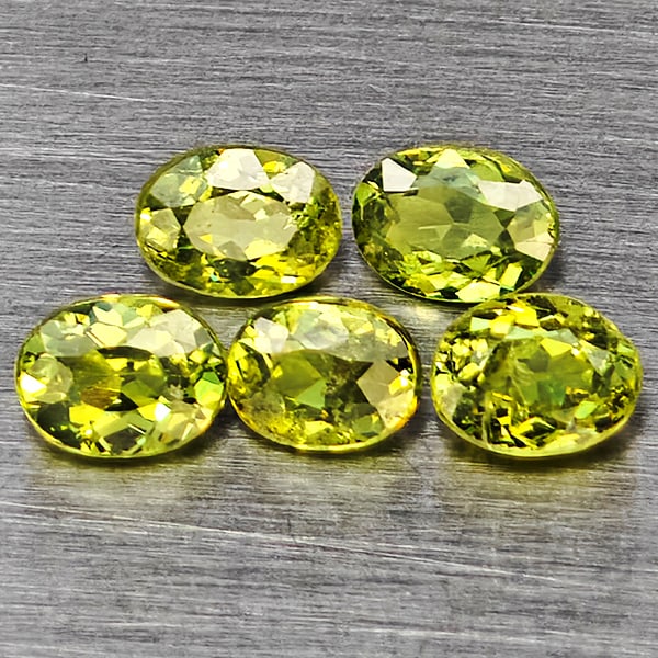Natural Green Demantiod Garnet Gemstones 1.22 Ct. 5 Pcs. Oval Shape 4.4 x 3.2 Mm.