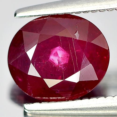 Natural Purplish Red Ruby Gemstones 1.52 Ct. Oval Shape 7.6 x 6.6 Mm.