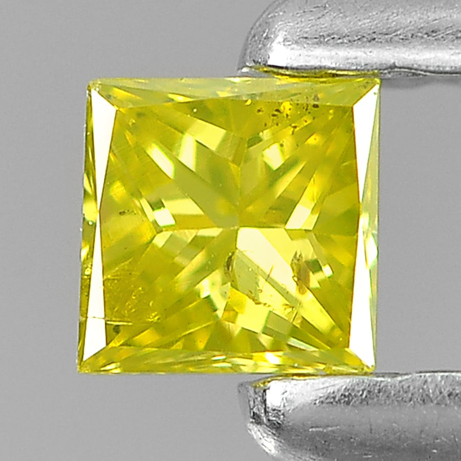 Natural Yellow Diamond 0.10 Ct. Square Princess Cut 2.7 Mm.