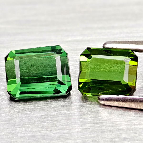 Natural Green Tourmaline Gemstones 1.36 Ct. 2 Pcs. Octagon Shape 5.8 x 4.6 Mm. (1 of 3)