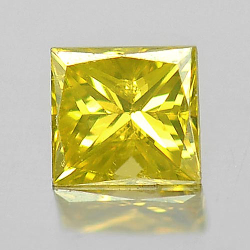Natural Yellow Loose Diamond 0.12 Ct. Baguette Princess Cut 2.8 x 2.6 Mm.