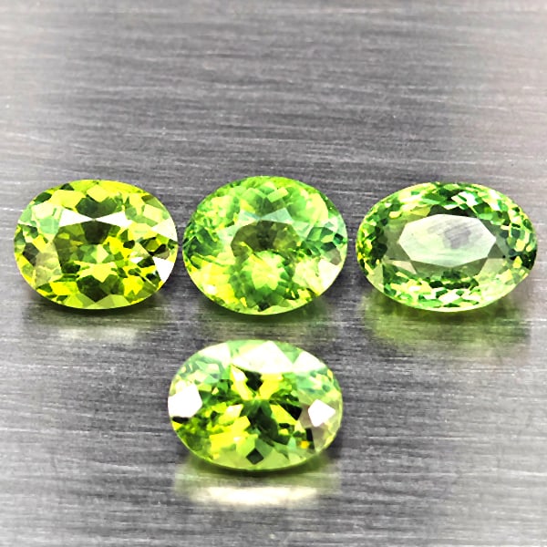 Natural Green Apatite Gemstones 3.15 Ct. 4 Pcs. Oval Shape 7.1 x 5.2 Mm.