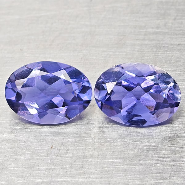 Natural Violet Blue Iolite Gemstones 1.23 Ct. 2 Pcs. Oval Shape 7.2 x 5.2 Mm.