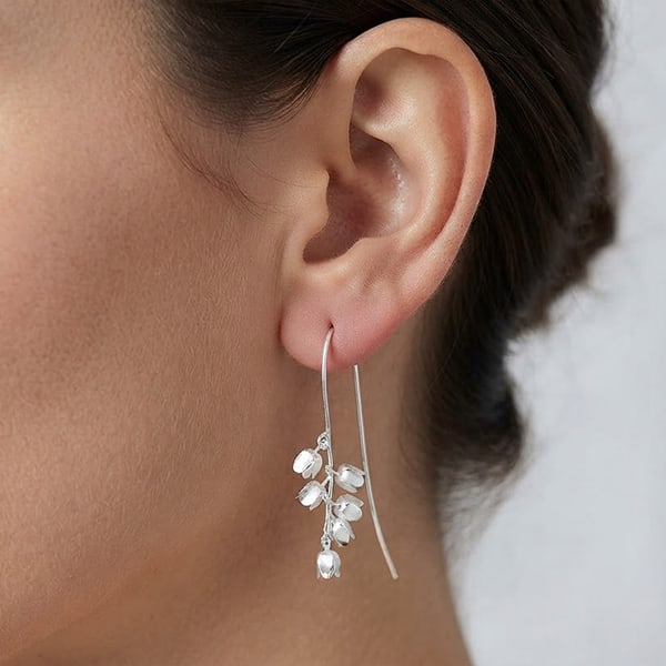 925 Sterling Silver Earrings Jewelry White Gold Plated 3.45 Grams