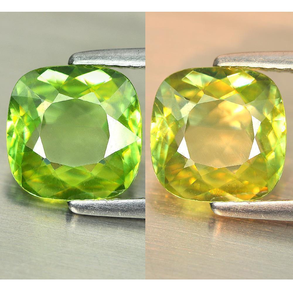 Natural Multi Color Sphene Gemstones 2.36 Ct. Cushion Shape 8.6 x 8.5 Mm.