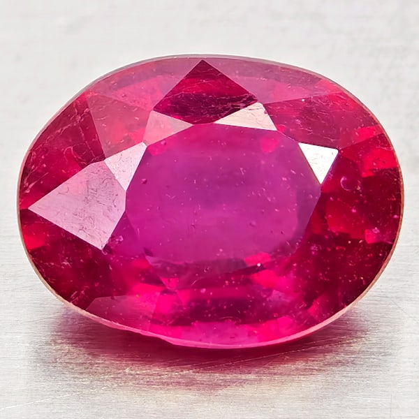 Natural Purplish Red Ruby Gemstones 2.26 Ct. Oval Shape 8.9 x 6.9 Mm.: Product ID: 805935551 Product Name: Natural Ruby Weight: 2.26 CT. Size: 8.9 x 6.9 x 4.2 MM. Shape: Oval Color: Purplish Red Clarity:VSI Luster: Good Gems Origin: Madagascar Treatment: Heated (Lead-gla