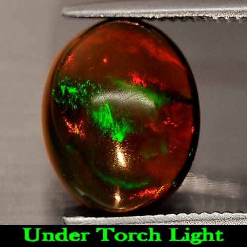 Natural Fire Red Black Opal Gemstones 2.05 Ct. Oval Cabochon Shape 10.6 x 8.4 Mm.