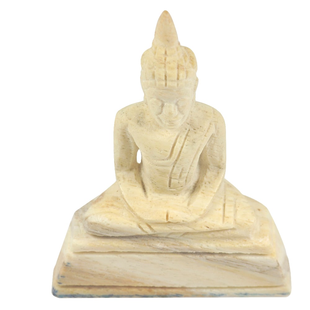 Natural White Brown Petrified Wood 203.30 Ct. Buddha Carved Shape 74 x 54 Mm. (1 of 3)
