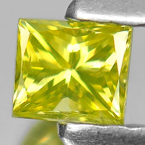 Natural Yellow Loose Diamond 0.20 Ct. Square Princess Cut 3.2 x 2.8 Mm.