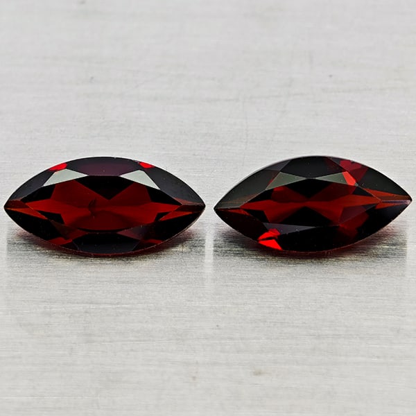 Natural Orangish Red Garnet Gemstones 2.28 Ct. 2 Pcs. Marquise Shape 4.9 x 10 Mm.