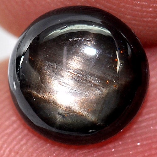 Natural Black Star Sapphire Gemstones 6 Rays 2.65 Ct. Round Cabochon Shape 8.2 Mm. (1 of 3)