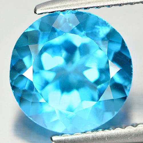Natural Swiss Blue Topaz Gemstones 2.91 Ct. Round Shape 9 Mm.