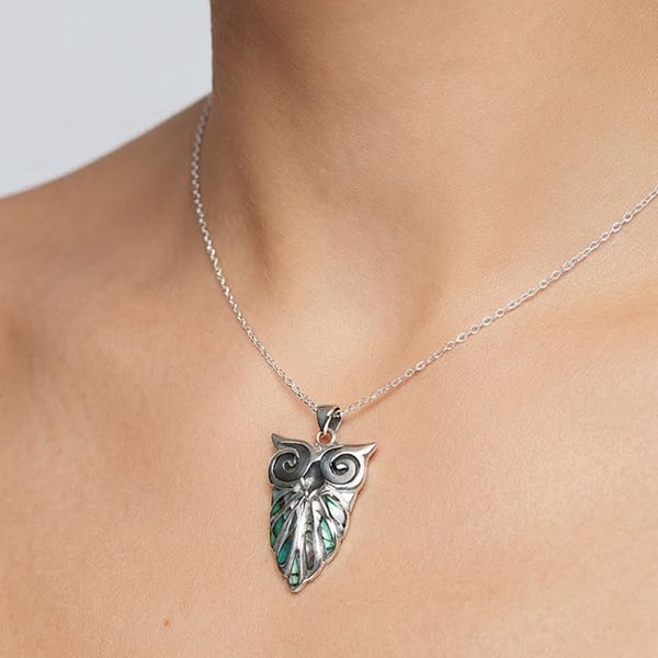 925 Sterling Silver Pendant Jewelry 5.19 Grams with Abalone Shell Owl (1 of 3)