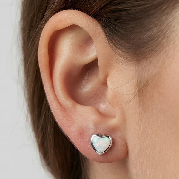 925 Sterling Silver Earring Jewelry 2.09 Grams with Multi Color Created Opal