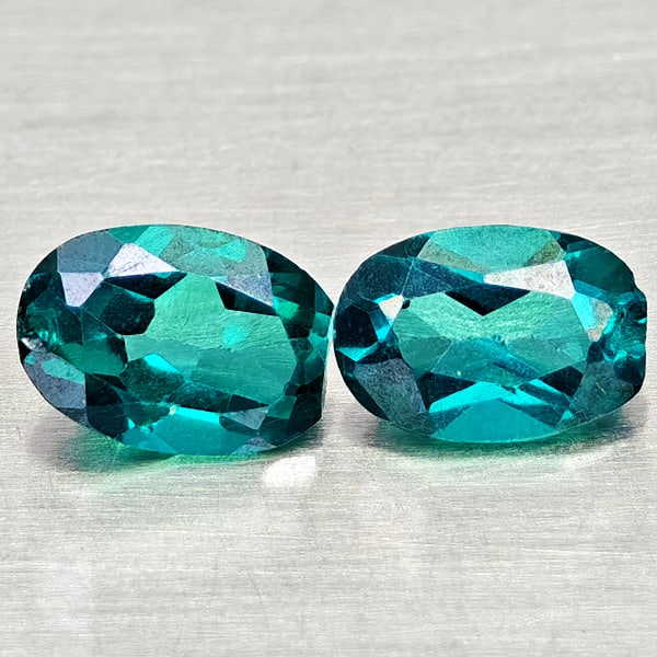 Natural Bluish Green Topaz Gemstones 1.10 Ct. 2 Pcs. Oval Shape 6 x 4.2 Mm.