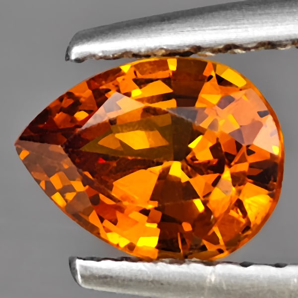 Natural Orange Spessartine Garnet Gemstones 0.73 Ct. Pear Shape 6.9 x 5.2 Mm.