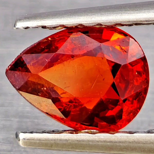 Natural Orangish Red Spessartine Garnet Gemstones 0.81 Ct. Pear Shape 6.5 x 5 Mm.