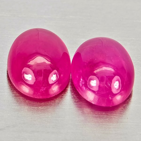 Natural Pink Red Jonson Ruby 1.25 Ct. 2 Pcs. Oval Cabochon Shape 5.2 x 4.1 Mm.