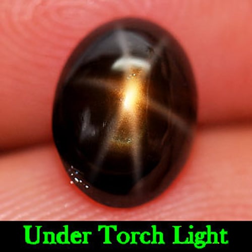 Natural Golden Star 6 Rays Sapphire Gemstones 2.01 Ct. Oval Cabochon Shape 6.18 x 8.23 Mm.