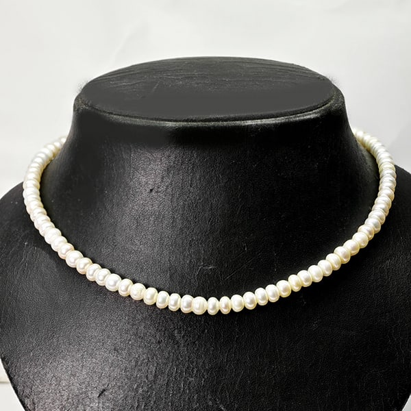 Natural White Pearl 118.73 Ct. Fancy Cabochon 4.3 Mm. Beads Strand Length 16.5 Inch.
