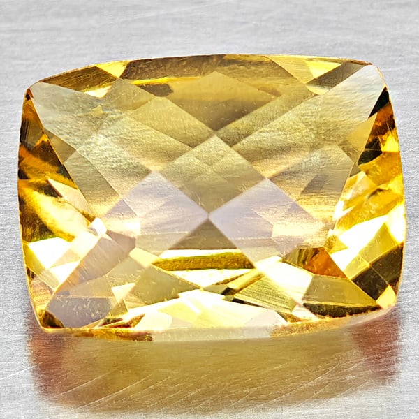 Natural Yellow Citrine Gemstones 2.39 Ct. Cushion Checkerboard Cut 10.2 x 7.9 Mm. (1 of 3)
