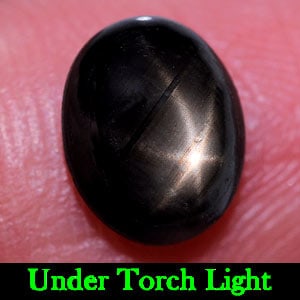 Natural Black Star Sapphire Gemstones 6 Rays 2.45 Ct. Oval Cabochon Shape 8.5 x 6.8 Mm.