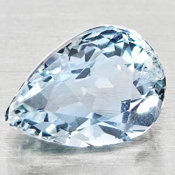 Natural Light Blue Aquamarine Gemstones 1.12 Ct. Pear Shape 8 x 5.9 Mm.