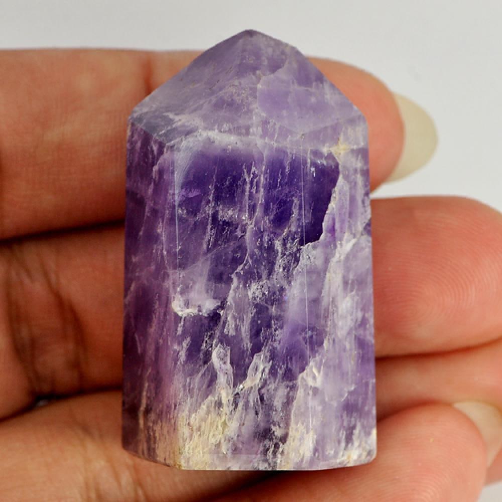 Natural Purple Amethyst Gemstones 153.30 Ct. Rough Shape 41 x 24 Mm.: Product ID: 818300481 Product Name: Natural Rough Weight: 153.30 CT. Size: 41 x 24 x 24 MM. Shape: Rough Color: Purple Clarity:Opaque Luster: Good Gems Origin: Brazil Treatment: Unheated Crystal Struc