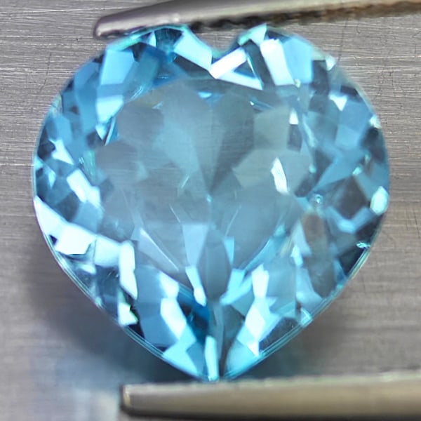 Natural Baby Blue Topaz Gemstones 5.33 Ct. Heart Shape 11.2 Mm.