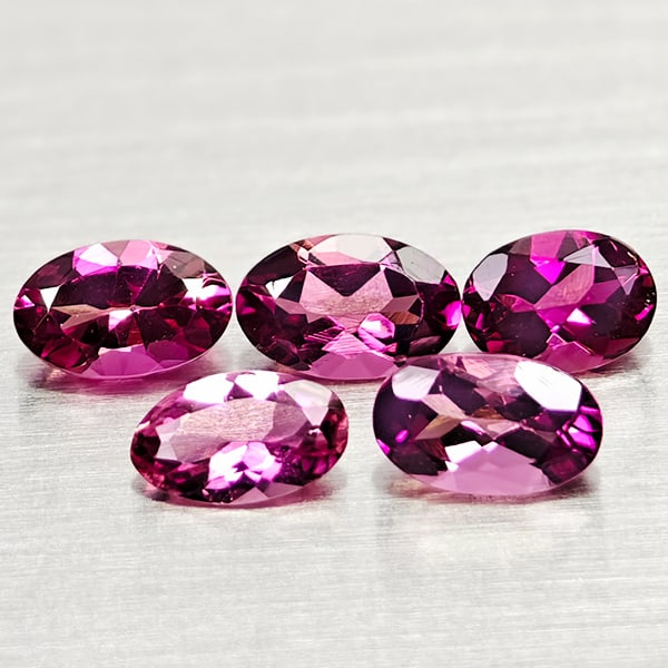 Natural Pink Tourmaline Gemstones 0.99 Ct. 5 Pcs. Oval Shape and Mixed Size