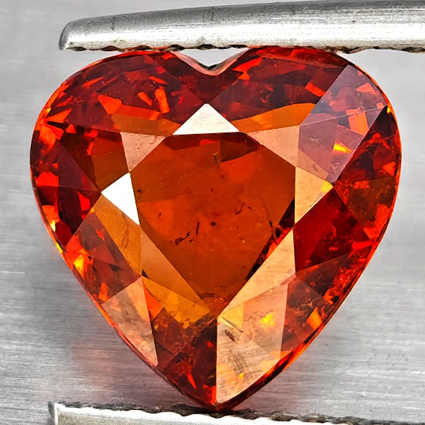 Natural Reddish Orange Spessartine Garnet Gemstones 4.83 Ct. Heart Shape 9.3 Mm.