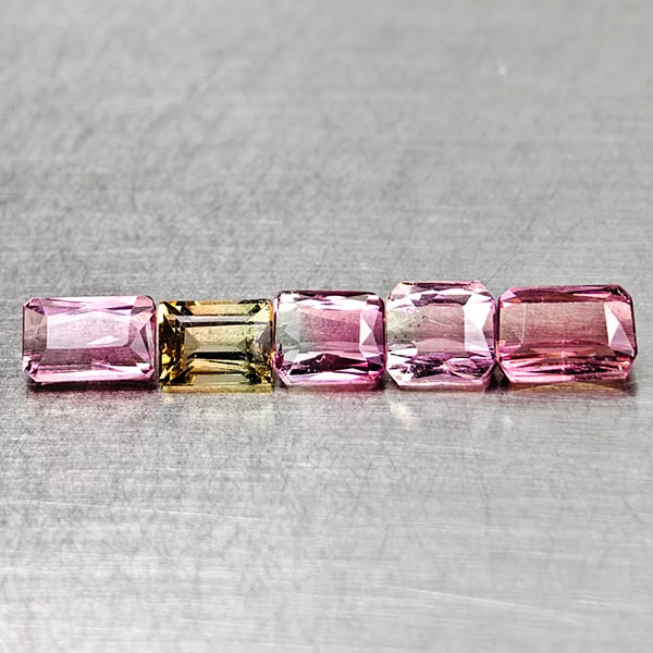 Natural Fancy Color Pink Tourmaline Gemstones 2.97 Ct. 5 Pcs. Mixed Shape