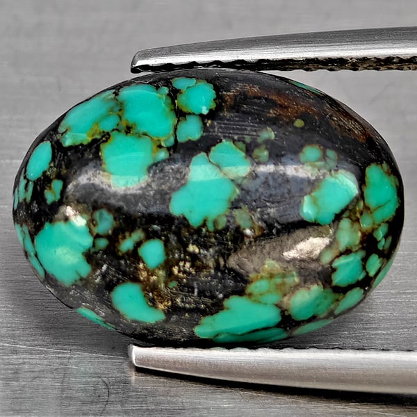Natural Multi Color Green Turquoise Gemstones 5.18 Ct. Oval Shape Cabochon 14.3 x 10.3 Mm.