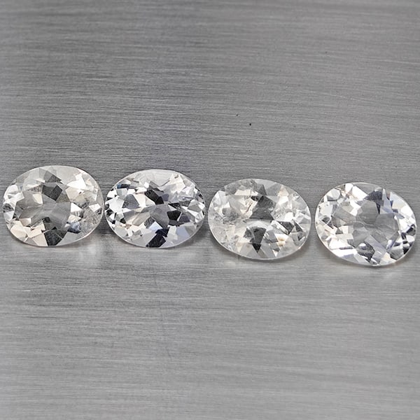 Natural White Quartz Gemstones 6.38 Ct. 4 Pcs. Oval Shape and Mixed Size
