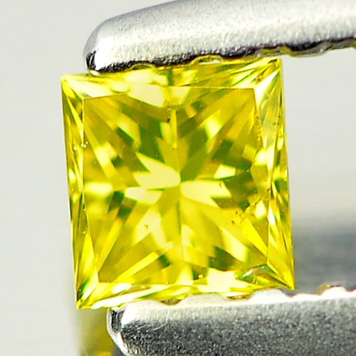 Natural Loose Diamond Yellow 0.15 Ct. Square Princess Cut 2.9 x 2.7 Mm.