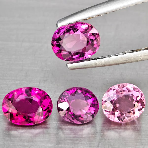 Natural Pink Tourmaline Gemstones 2.49 Ct. 4 Pcs. Oval Shape