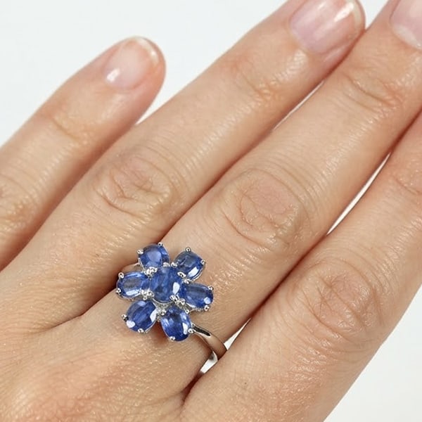 Natural Blue Kyanite Gemstones 925 Sterling Silver Ring Jewelry 2.71 Grams Size 9