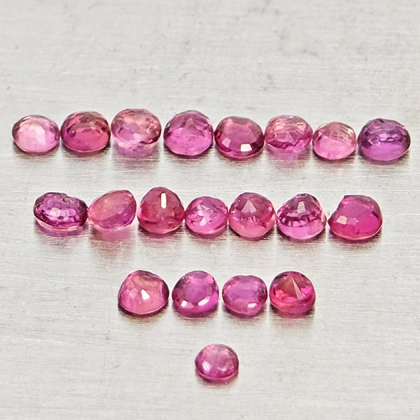 Natural Pinkish Red Ruby Gemstones 0.71 Ct. 20 Pcs. Round Shape