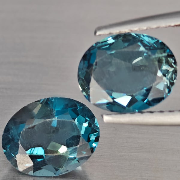 Natural London Blue Topaz Gemstones 4.52 Ct. 2 Pcs. Oval Shape 9 x 7.3 Mm.