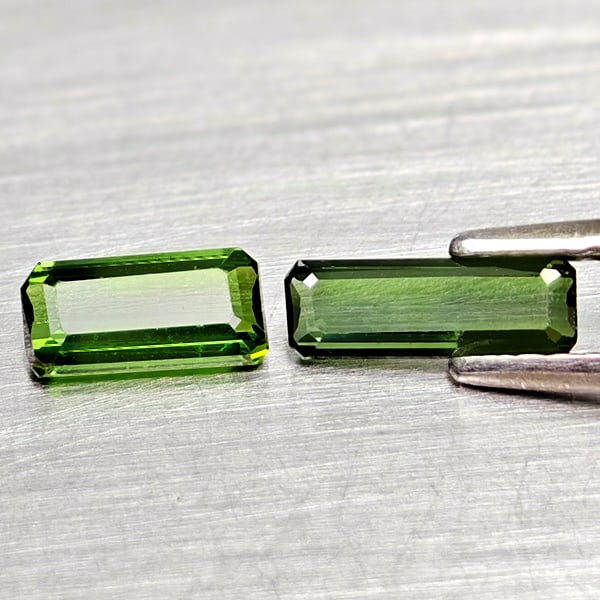 Natural Green Tourmaline Gemstones 0.77 Ct. 2 Pcs. Octagon Shape