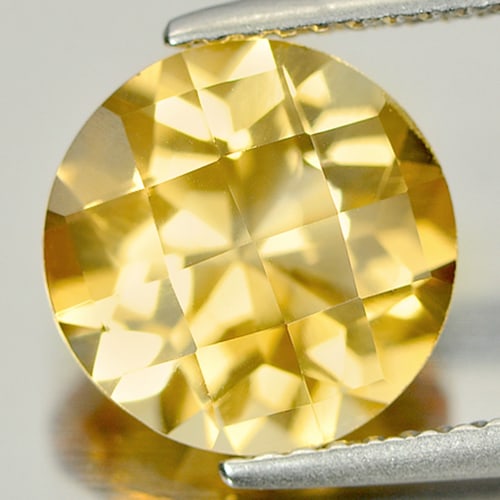 Natural Yellow Citrine Gemstones 2.97 Ct. Round Checkerboard Cut 9.8 Mm. (1 of 3)