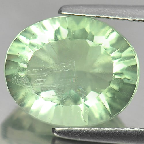 Natural Green Fluorite Gemstones 5.83 Ct. Oval Concave Cut 12.1 x 10 Mm