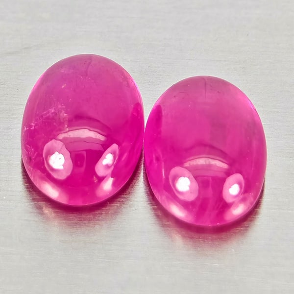 Natural Pink Red Jonson Ruby Gemstones 1.39 Ct. 2 Pcs. Oval Cabochon Shape 6.2 x 4.2 Mm. (1 of 3)